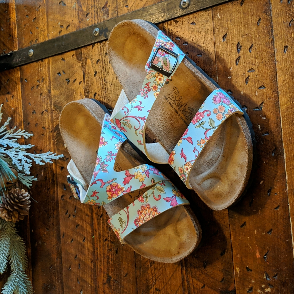 Blue pink floral pattern Birkis by Birkenstock